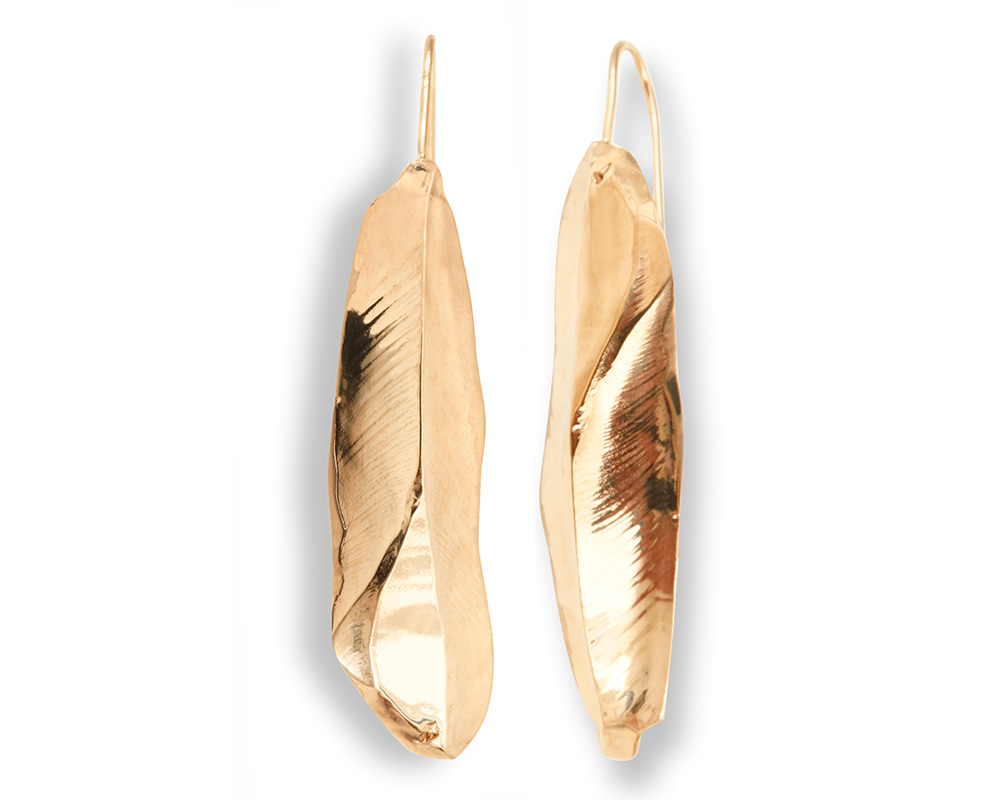 BO back to basics n° 4 - Boucles d’oreilles sculptées en bronze, polie à la main et dorées à l’or fin 24K de Marion Fillancq